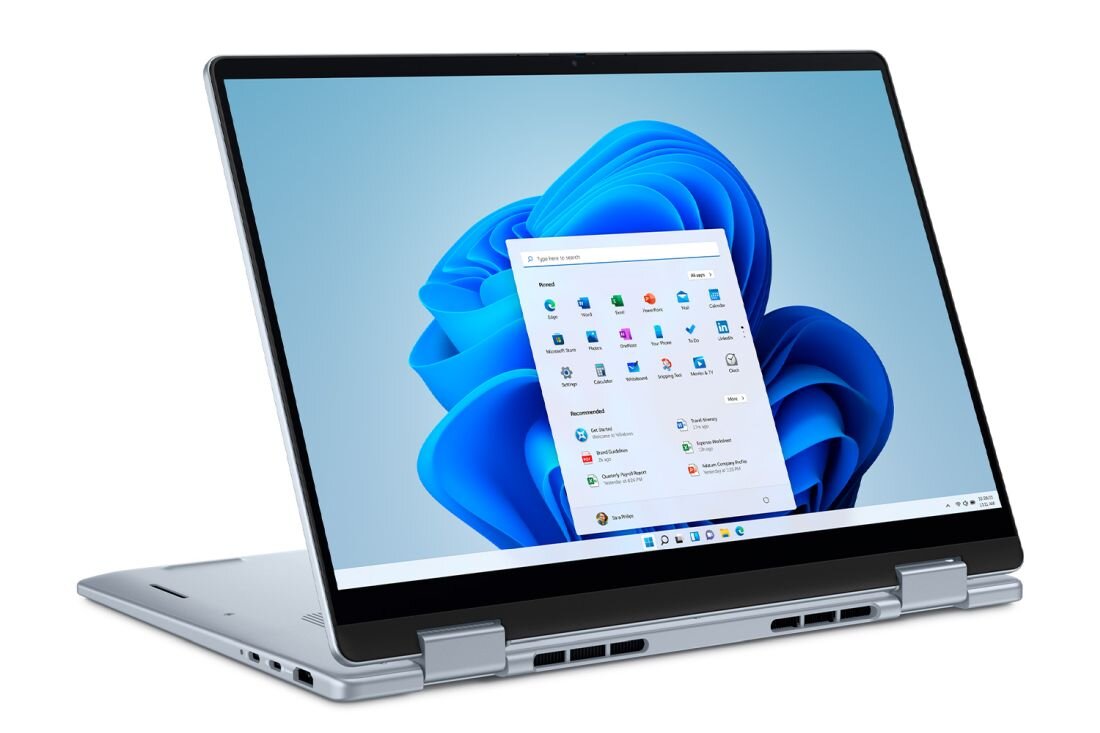 Laptop DELL 14 Plus 2in1 z pokazanym system Windows 11 na ekranie. - System operacyjny Windows 11 