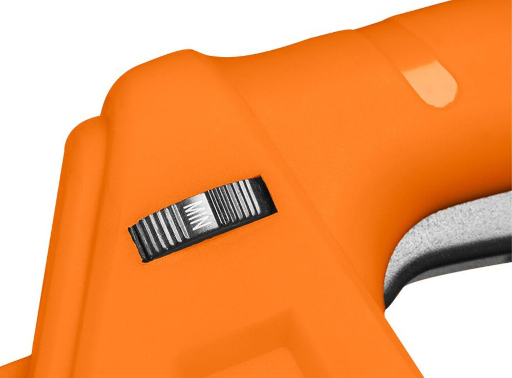 Odkurzacz do liści NEO TOOLS 04-624 elektryczny zbliżenia na pokrętło do regulacji prędkości moc 3500 W prędkość obrotowa do 9000–15000 obr./min prędkość przepływu powietrza do 270 km/h objętość wydmuchiwanego powietrza do 795 m³/h stała moc