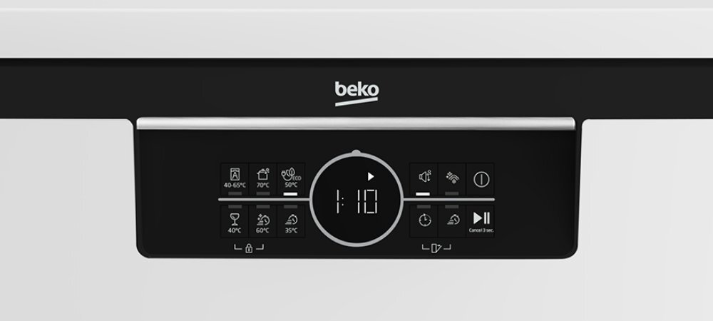 ZMYWARKA BEKO BDFN26440WP wizualizacja dotykowy panel sterowanie szybko intuicyjnie