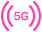 Ikona przedstawia różowy symbol Wi-Fi z liczbą 5G w środku, na przezroczystym tle.