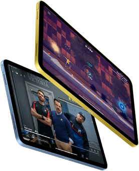 Ekran rozgrywki oraz serial Ted Lasso w Apple TV+ zaprezentowane na iPadzie