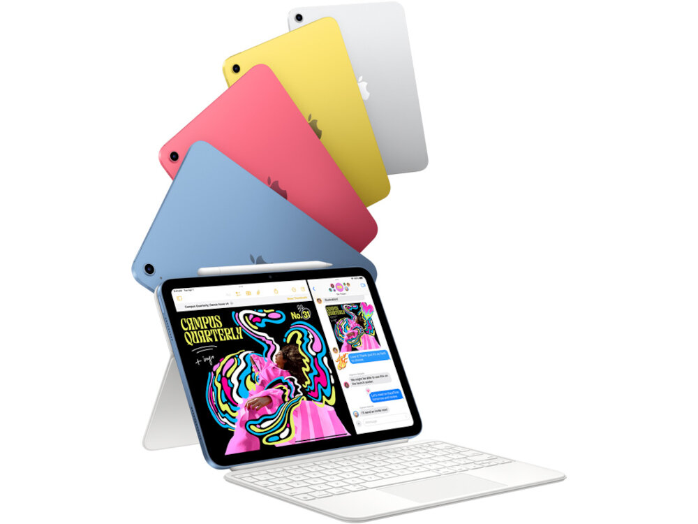 Tablet APPLE iPad 11 11 gen - ipad z kolorowymi pleckami, czip a16, 4k, gry, filmy