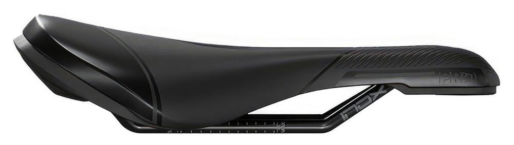 Siodełko PRO Sirin Performance PRSA0380 siodełko na białym tle widoczne z boku podstawa wzmocniona karbonem pręty ze stali nierdzewnej Inox stabilność i wytrzymałość siodełko zachowuje kształt nie odkształca się pod ciężarem użytkowniczki