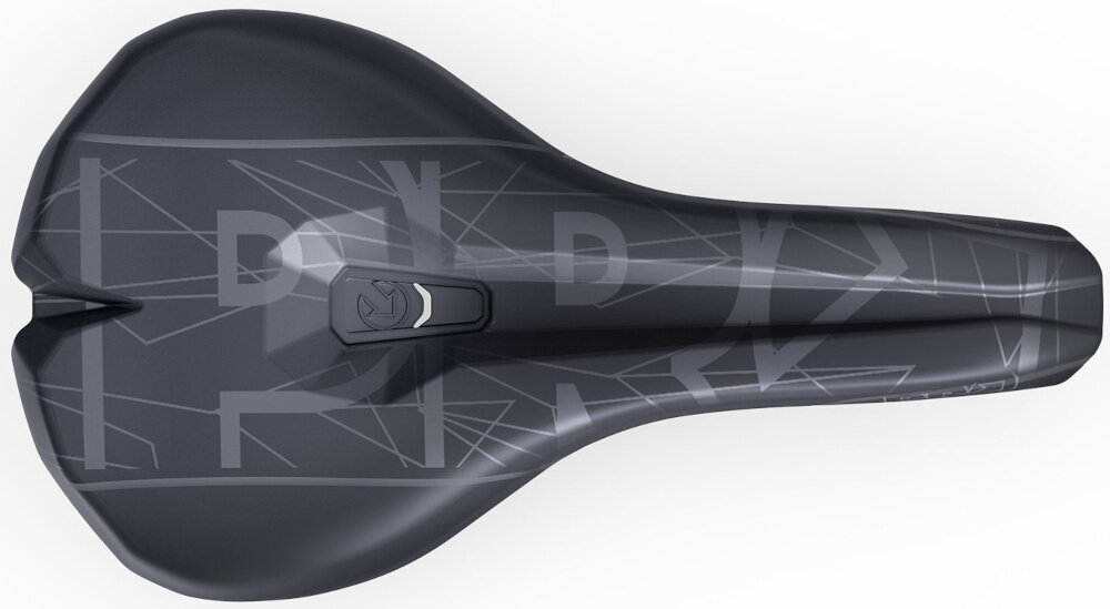 Siodełko PRO MSN 1.3 PRSA0372 siodełko na białym tle widoczne z góry wypełnienie z pianki EVA i warstwa PU kanały wentylacyjne odprowadzają ciepło i wilgoć ogranicza to przegrzewanie i otarcia większy komfort termiczny