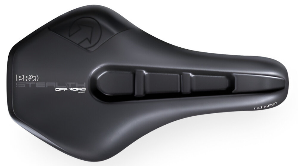 Siodełko PRO Stealth Offroad Sport PRSA0368 siodełko na białym tle widoczne z góry wypełnienie z poliuretanu skuteczniej tłumi drgania redukuje to zmęczenie dolnej części pleców i bioder wyższy komfort