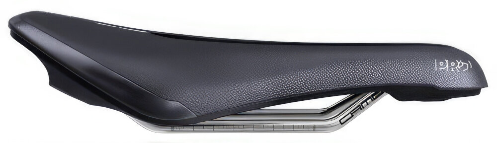 Siodełko PRO Stealth Offroad Sport PRSA0369 siodełko na białym tle widoczne z boku szyny ze stali INOX chromowo-molibdenowej wysoka odporność na odkształcenia i korozję lepiej znoszą obciążenia stabilne mocowanie w jarzmie sztycy długa żywotność