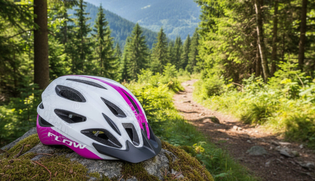 Kask rowerowy AUTHOR Flow X9 Biało-różowy MTB (rozmiar M) wygląd design prezentacja wizualizacja ochrona na każdą trasę