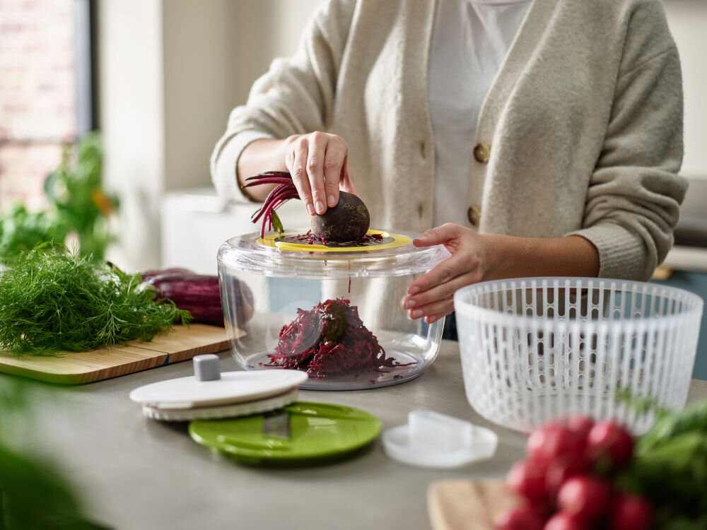 Wirówka do sałaty JOSEPH JOSEPH 3w1 Duo Biało-zielony bezpieczne materiały stal tworzywo sztuczne