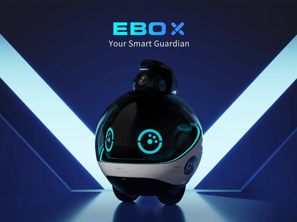 Inteligentny robot ENABOT Ebo X Biały wygląd design prezentacja wizualizacja Więcej niż kamera w ruchu