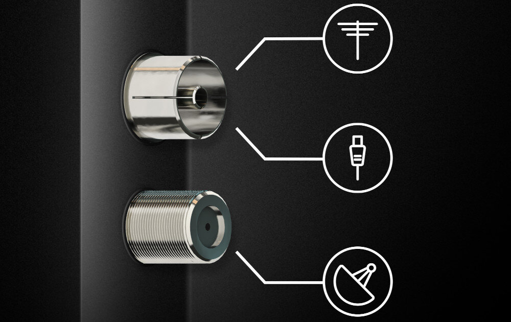 Telewizor THOMSON 55UG5C14 DVB tuner HEVC DiSEqC Unicable, kadr wejść DVB