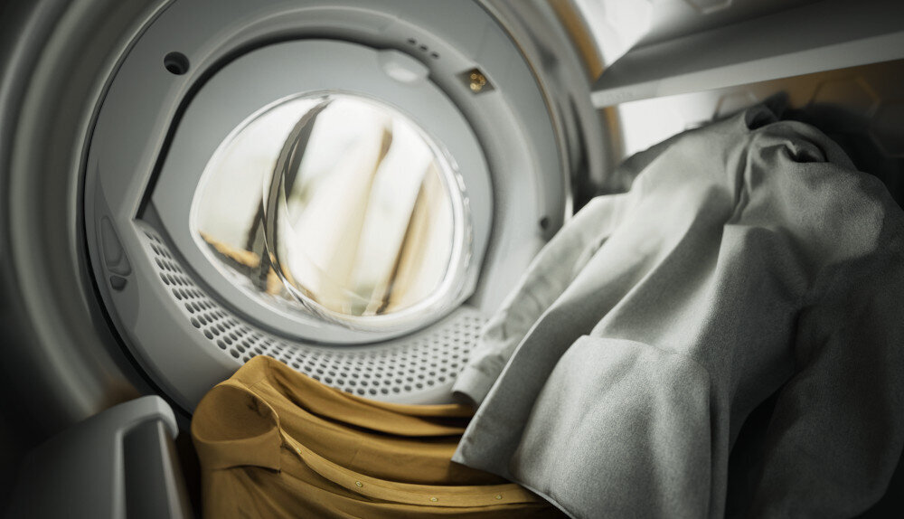 Suszarka MIELE TSH783WP EcoSpeed zdjęcie wizualizacyjne lifestyle zamknięte drzwiczki wnętrze bębna tkaniny Funkcja dodatkowa DryCare 40 delikatne tkaniny suszenie bezpiecznie DryCare 40 Extra Nie nadaje się do wełny lub jedwabiu