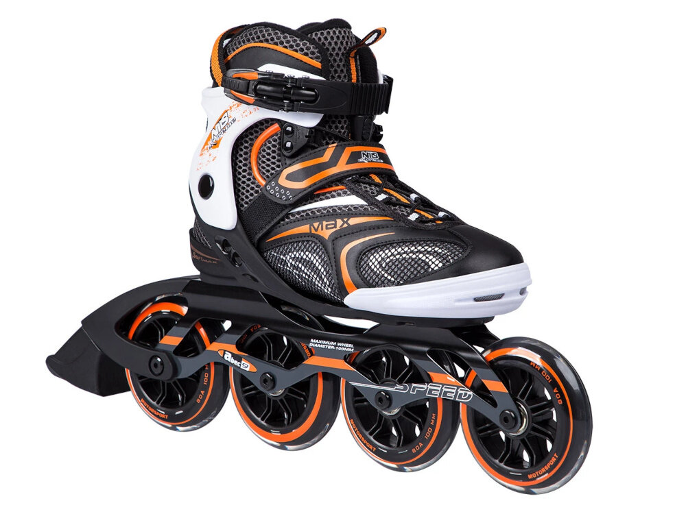 Łyżworolki NILS EXTREME NA1060 rozmiar 42 z polipropylenu wzmocniony wloknem szklanym i nylonem bardzo wytrzymale wewnatrz material Mesh EVA Velvet syntetyczna skora pianka o duzej gestosci bardzo wygodne dopasowuja sie do stopy