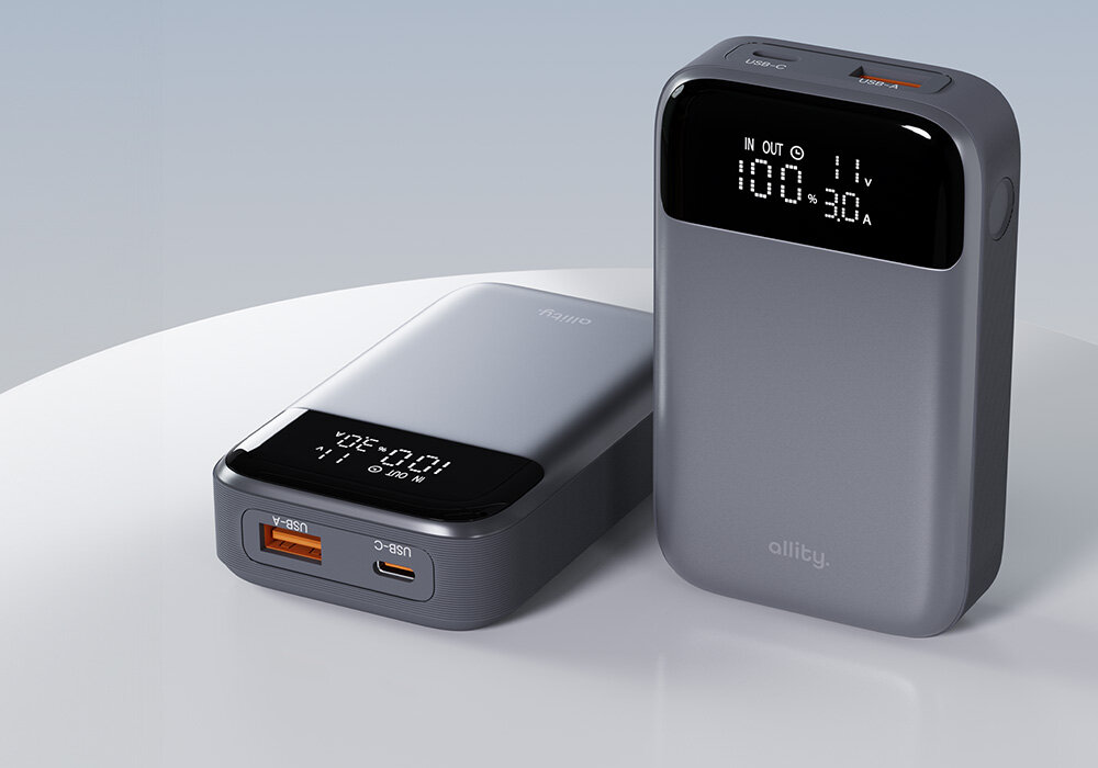 Powerbank ALLITY 33 W 10000 mAh 2 powerbanki na stole