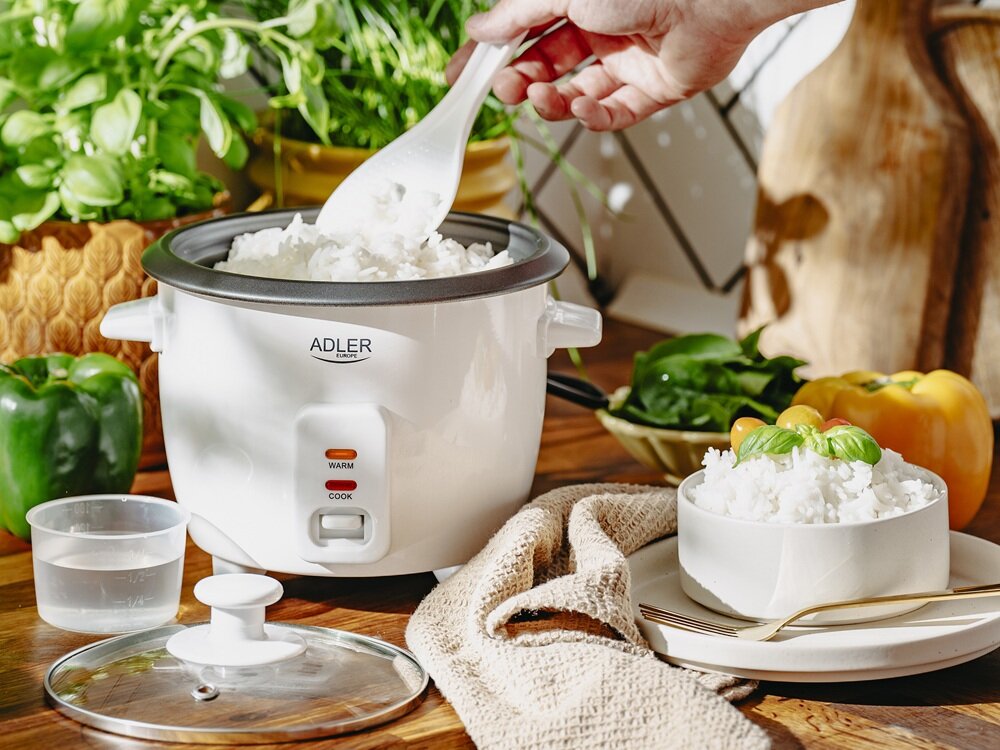 Ryżowar ADLER AD 6418 estetyczny wygląd, kompaktowe wymiary, prosta obsługa, ekologiczne działanie, do lekkich domowych dań