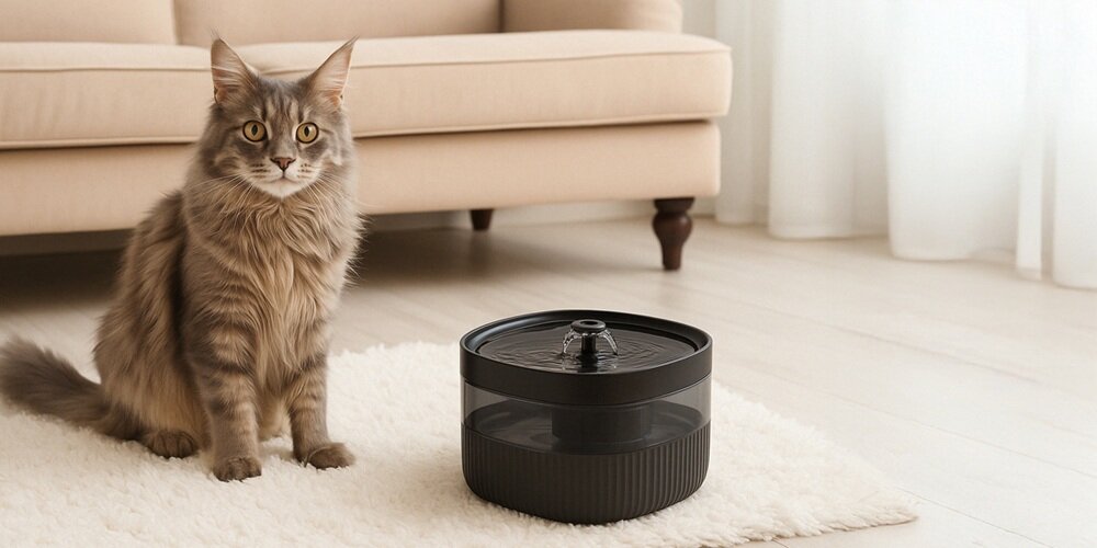 Fontanna dla zwierząt SPONGE SPETF1 stały ruch wody, bez namnażania bakterii, skuteczny filtr gąbkowy, higieniczna woda