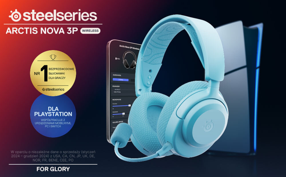 Słuchawki STEELSERIES Arctis Nova 3P - Dźwięk i komfort, słuchawki gsamingowe na tle smartfona i konsoli ps5