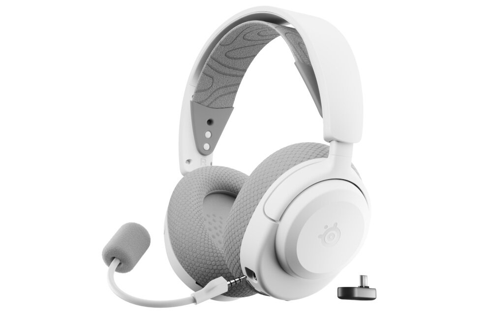 Słuchawki STEELSERIES Arctis Nova 3X - Wyraźne detale audio, słuchawki gamingowe z odbiornikiem usb-c oraz z odłączanym mikorfonem na białym tle
