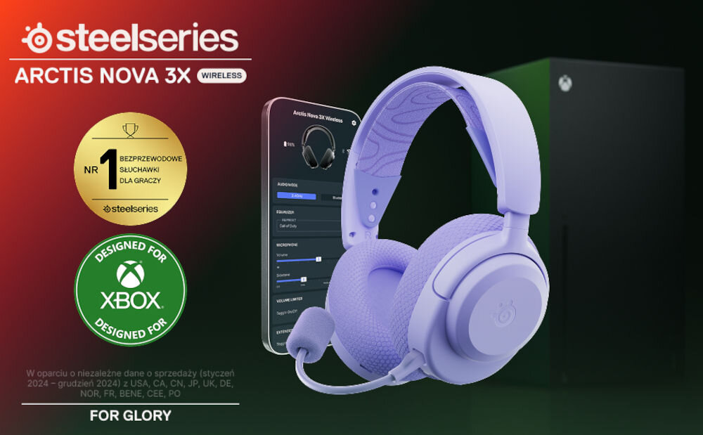 Słuchawki STEELSERIES Arctis Nova 3X - Dźwięk i komfort, słuchawki gsamingowe na tle smartfona i konsoli Xbox