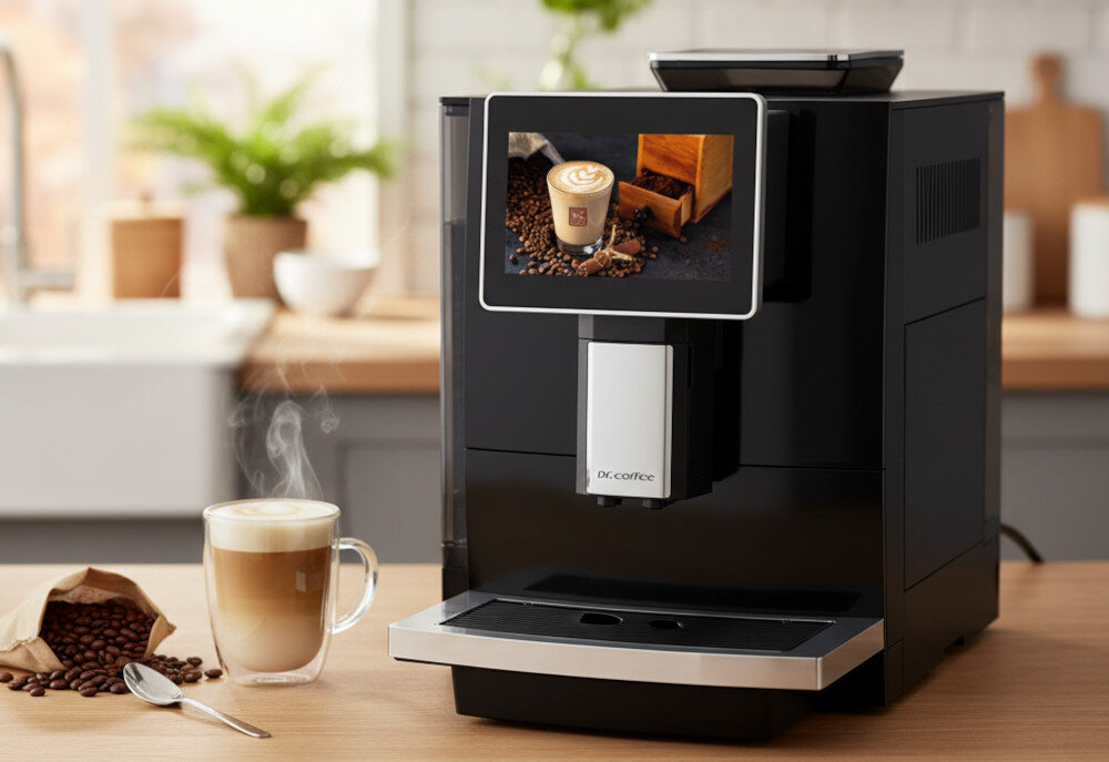 Ekspres DR.COFFEE F10 Profesjonalny  zdjęcie lifestyle Kawa dopasowana do biura
