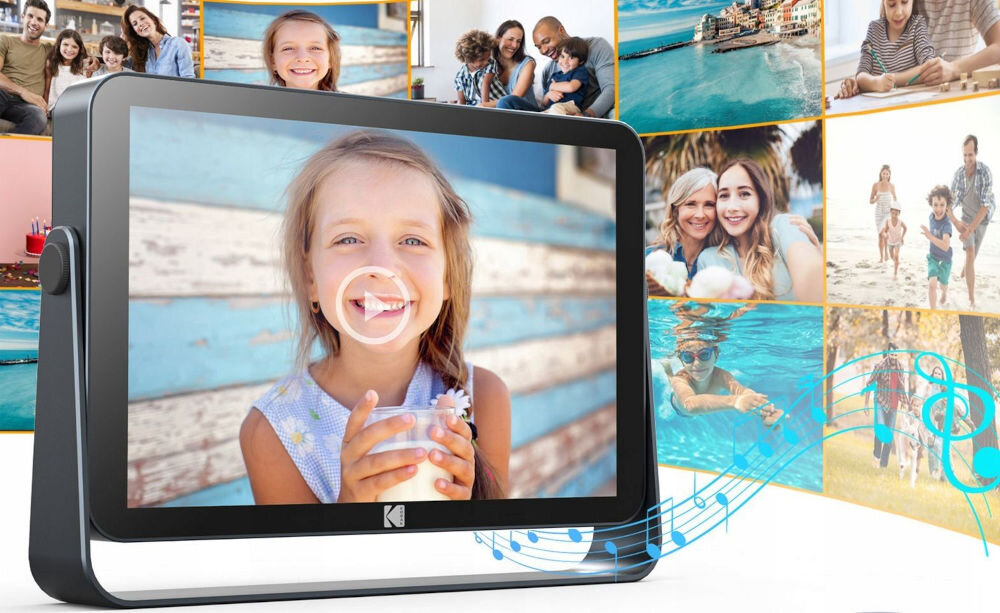 Ramka cyfrowa KODAK SB9782 Czarny prezentacja włączonej ramki na ekranie zdjęcie w tle inne zdjęcia wybieranie efektów ustawienia programowanie godzin pracy urządzenia oszczędność energii