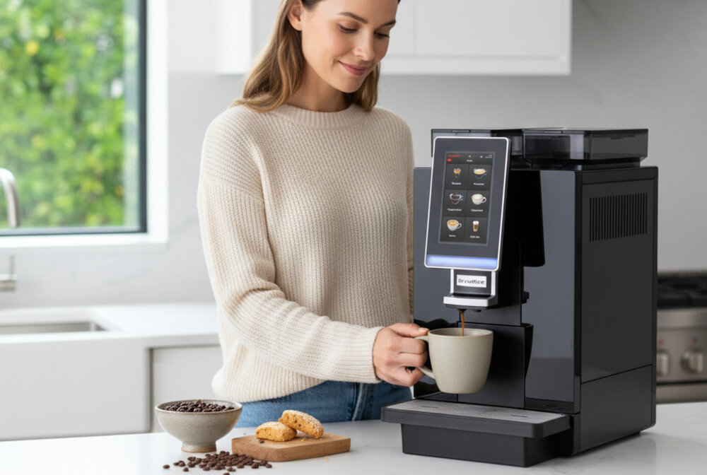Ekspres DR.COFFEE Minibar S Profesjonalny zdjęcie lifestyle Kawa jak od baristy