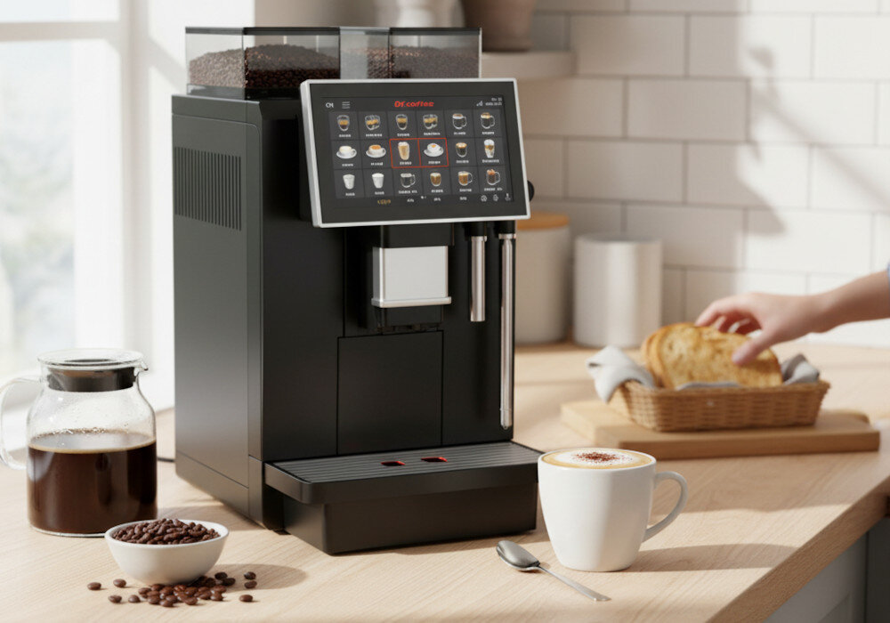Ekspres DR.COFFEE Coffee Express Profesjonalny zdjęcie lifestyle Ciągłość pracy Dwa bojlery  Moc 3100 W ciśnienie 19 bar
