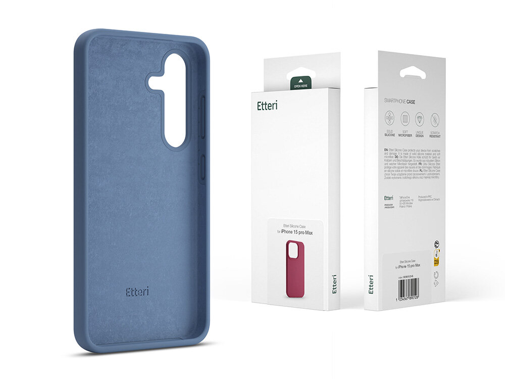 Nakładka Etteri Silicone Case obok pudełka    