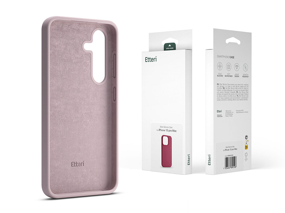 Nakładka Etteri Silicone Case obok pudełka    