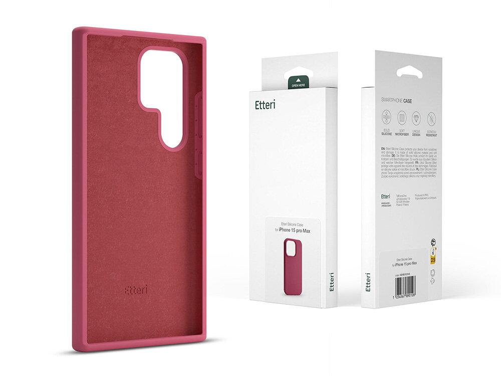 Nakładka Etteri Silicone Case obok pudełka