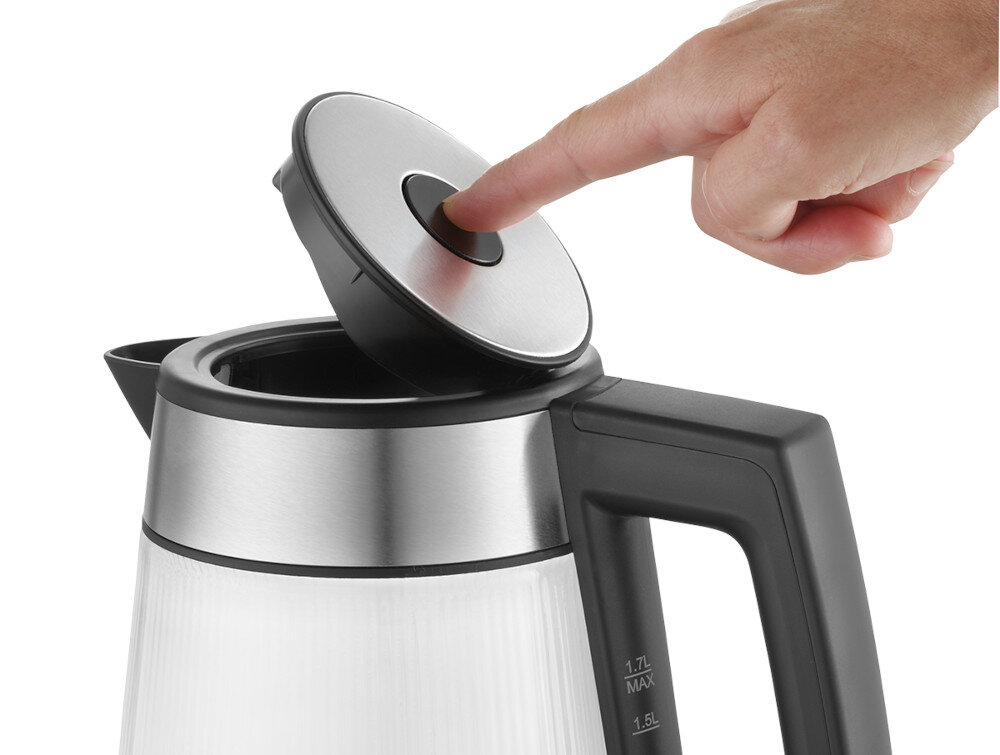 Czajnik CONCEPT RK4210 Trwałe materiały Obudowa ze szkła odpornego elementy ze stali nierdzewnej Solidne wykonanie  Markowe złącze STRIX 