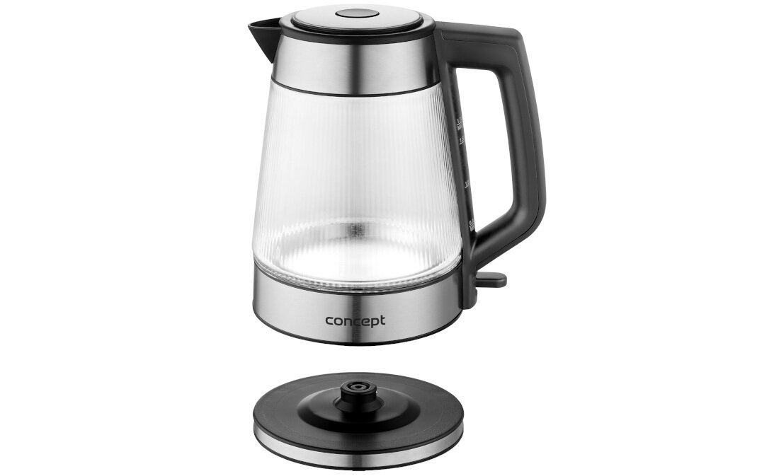 Czajnik CONCEPT RK4210 Wygoda obsługi Obrotowa podstawa 360°  miejsce na zwinięcie kabla Wskaźnik poziomu wody ilość