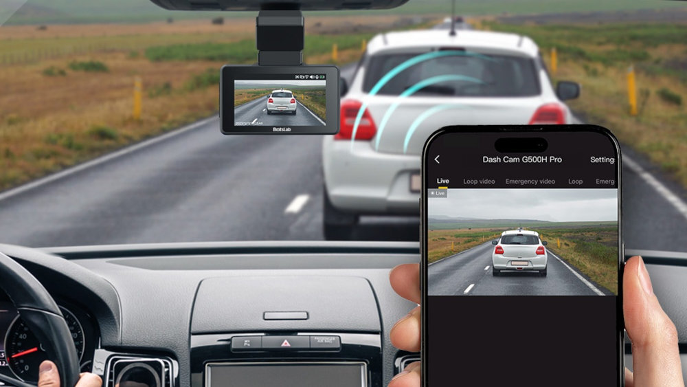 BOTSLAB G500H Pro - kamera na szybie auta, podgląd obrazu na smartfonie