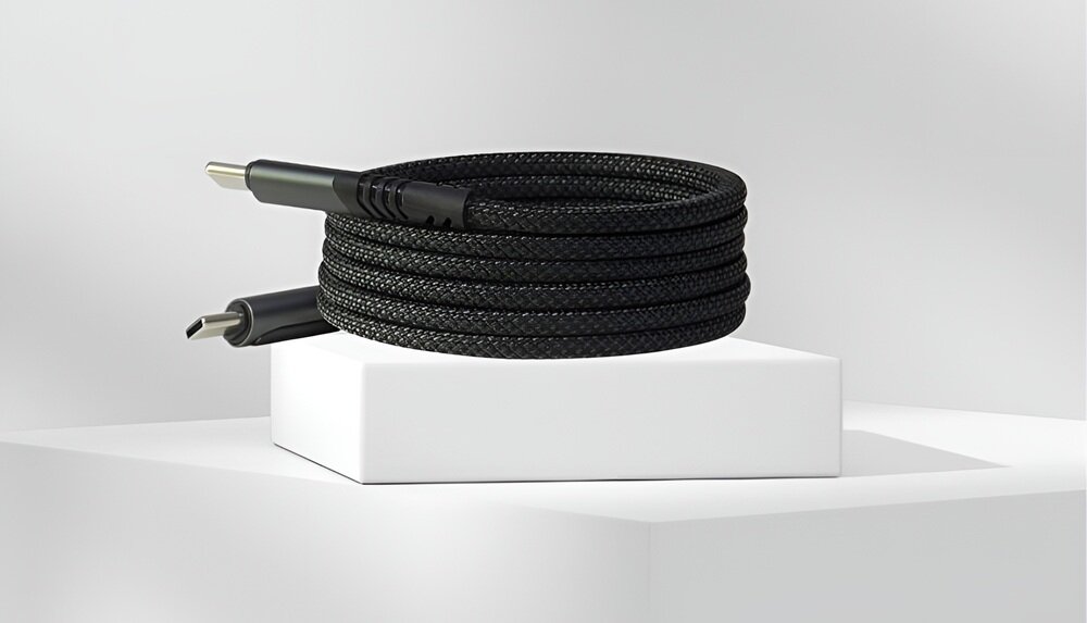 Kabel USB-C-USB-C AUDI 2.0 Charge & Sync
            kabel zwinięty na podeście