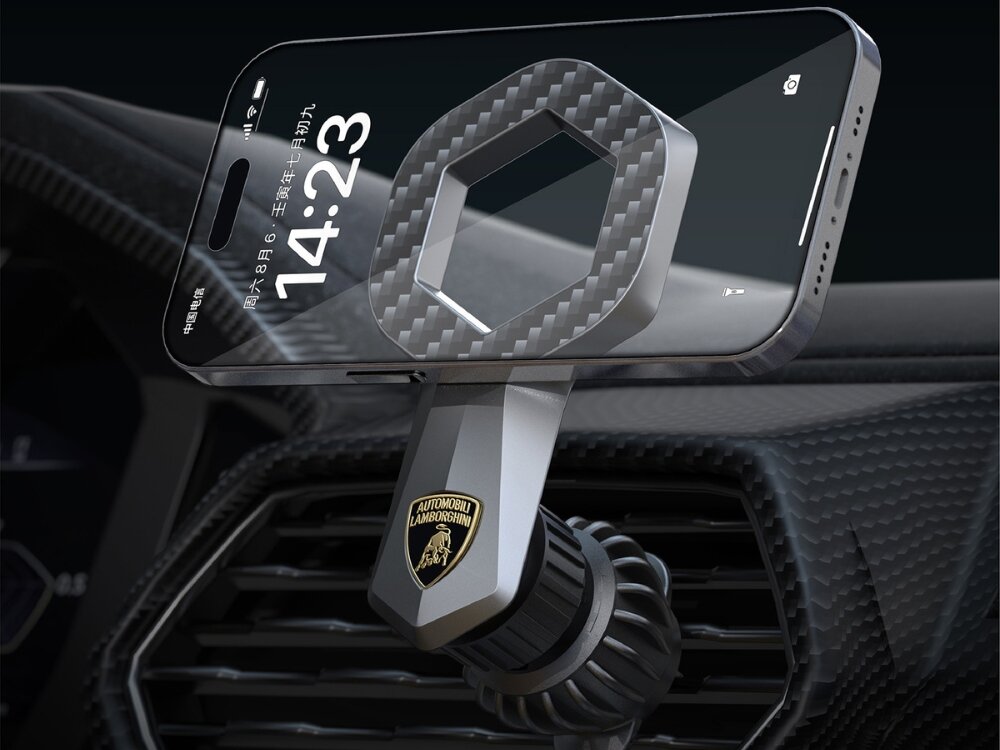 Uchwyt samochodowy Lamborghini Urus D8
            uchwyt zamontowany na kratce nawiewu w pozycji poziomej trójpunktowy system mocowania obrotowa głowica 360