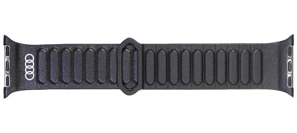 Pasek Audi Logo Genuine Leather pasek w kolorze czarnym z białym logo wykonany z naturalnej skóry