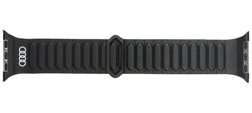 Pasek Audi Logo Genuine Leather pasek w kolorze czarnym z białym logo wykonany z naturalnej skóry