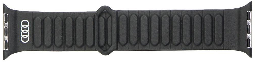 Pasek Audi Logo Synthetic Leather pasek w kolorze czarnym z ekoskóry z białym logo Audi