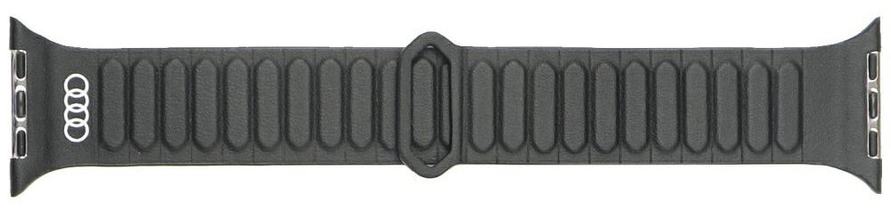 Pasek Audi Logo Synthetic Leather pasek w kolorze czarnym z ekoskóry z białym logo Audi