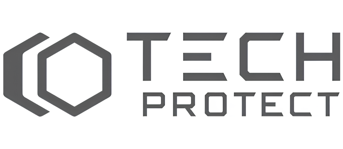 Logo z napisem \'TECH PROTECT\' obok sześciokątnego symbolu.