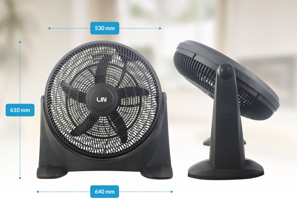 Wentylator LIN LI20FF2531BK Czarny Komfortowy i praktyczny wymiary waga Funkcja automatycznej rotacji o 90 stopni
