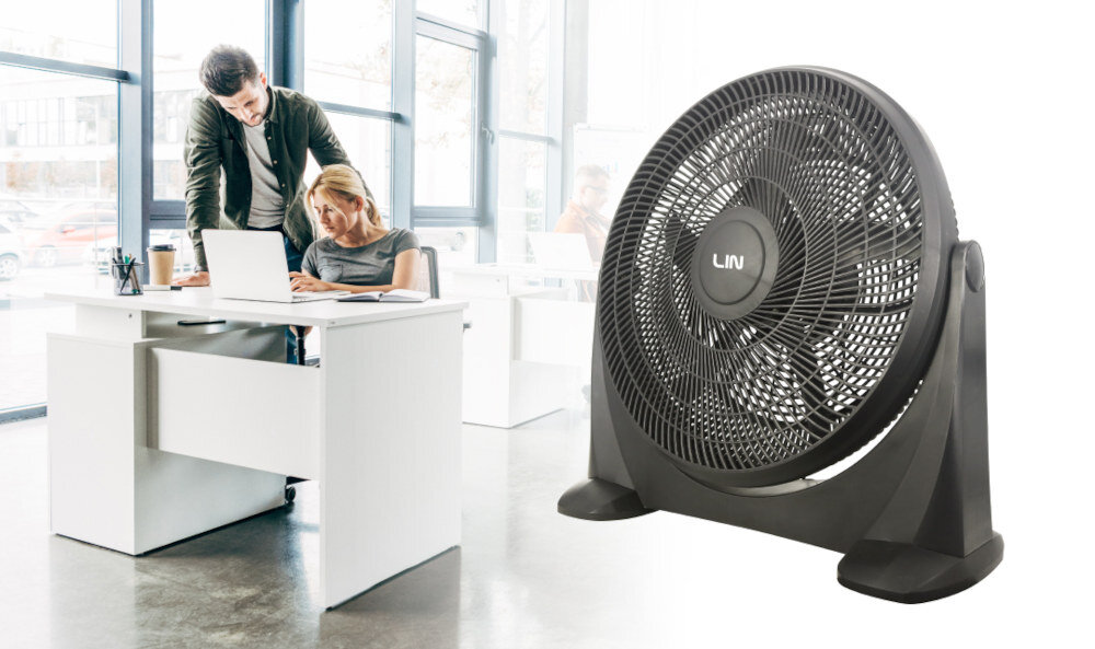 Wentylator LIN LI20FF2531BK Czarny Solidna konstrukcja i mobilność osłona śmigieł bezpieczny w użytkowaniu Manualne sterowanie 1,6 m przewód