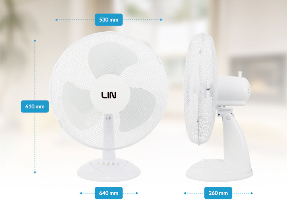 Wentylator LIN LI16FT2512WH Biały Komfortowy i praktyczny wymiary waga Funkcja automatycznej rotacji o 90 stopni