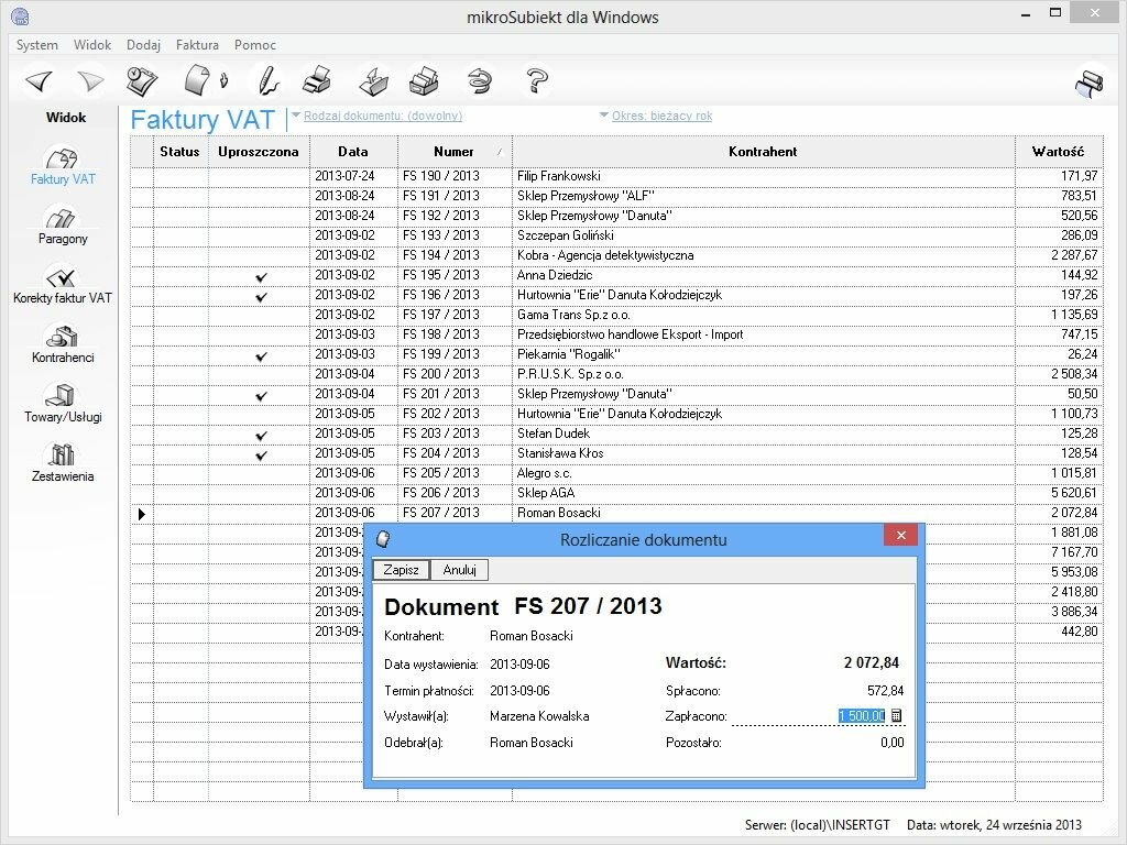 Program INSERT MicroSubiekt - wszechstronność