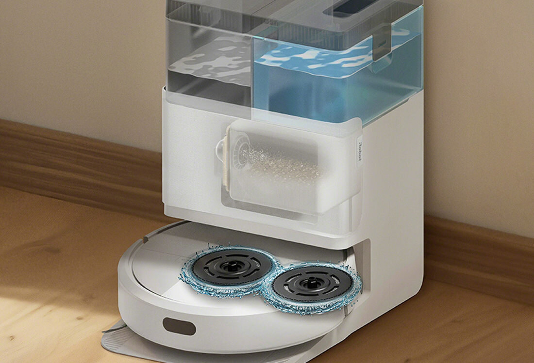 Robot sprzątający IROBOT Roomba Plus 405 Combo Biały Automatyczne sprzątanie Stacja AutoWash™ czas czyszczenie i suszenie padów  waga przenoszenie i przechowywanie