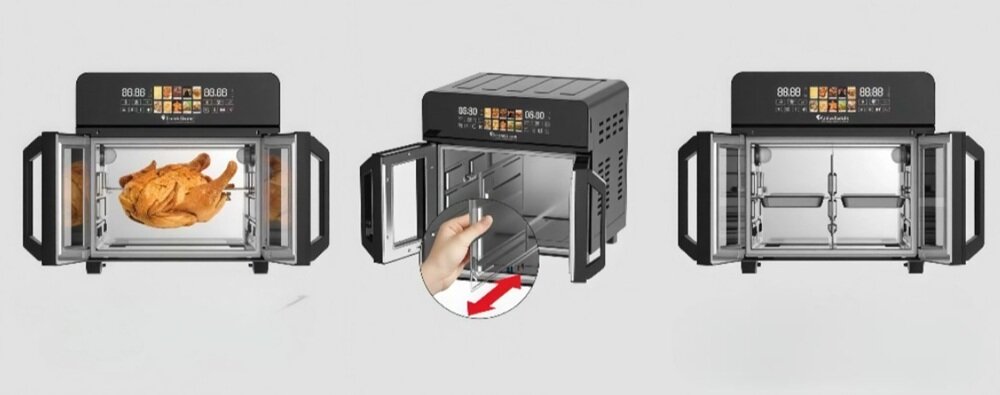 Piekarnik TURBOTRONIC TT-AFO240 Czarny głęboka tacka, kosz do smażenia, ruszty, tacka do pieczenia, większa swodoba