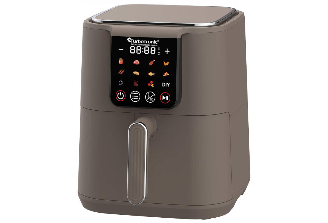 Air Fryer Frytkownica beztłuszczowa TURBOTRONIC TT-AF250 Beżowy 6l 12 automatycznych programów równomierne smażenie błyskawiczne nagrzewanie efektywne rozprowadzanie ciepła czas energia