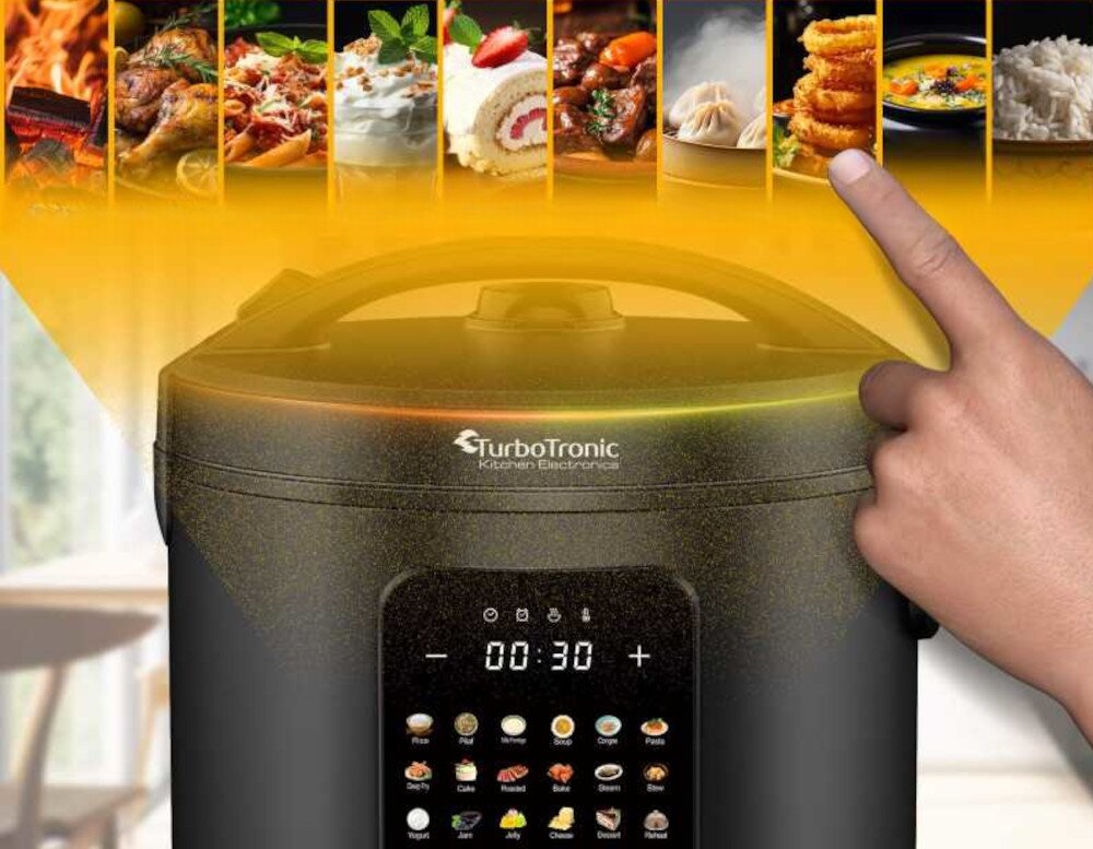 Multicooker TURBOTRONIC TT-DMC21 18 programów  zdjęcie lifestyle Proste sterowanie dotykowe  Czytelna obsług Funkcja opóźnionego startu