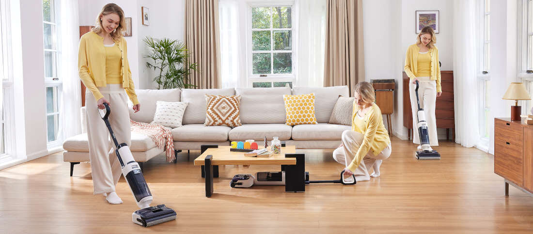 Odkurzacz piorący TINECO Floor One S5 Stretch Extreme wygląd design tło prezentacja wizualizacja komfortowe sprzatanie