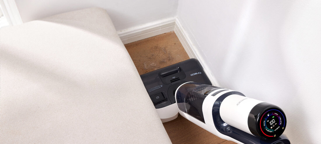 Odkurzacz piorący TINECO Floor One S5 Stretch Extreme Dociera w każdy zakamarek Ulepszona głowica wzdłuż listew przypodłogowych i w ciasnych kątach