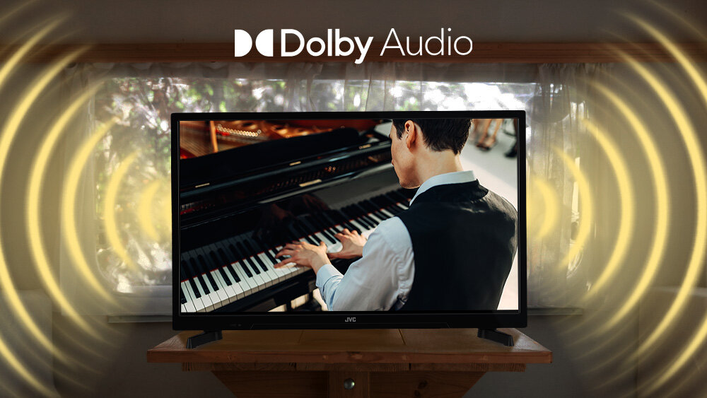Telewizor JVC LT-24VAHM330 - Wyraźny i przestrzenny dźwięk, telewzior z programem muzyki klasycznej, z telewizora wydobywa się dźwięk